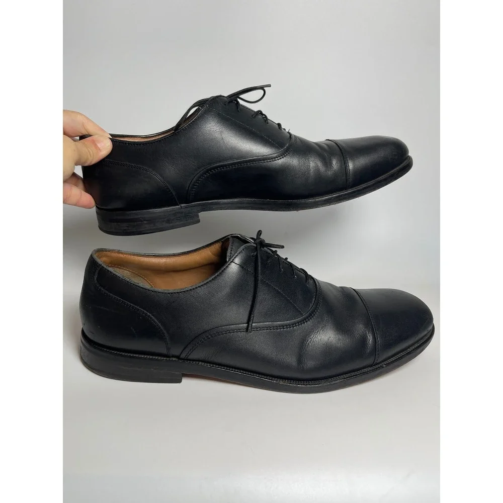 Clarks 1825 Mens Black Leather Cap Toe Oxford Dress Shoes Size 12 M
